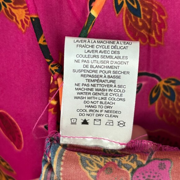 Rachel Zoe Vibrant Floral Boho Peasant Blouse Long Sleeve Pullover Ruffles Sz S - Picture 14 of 15